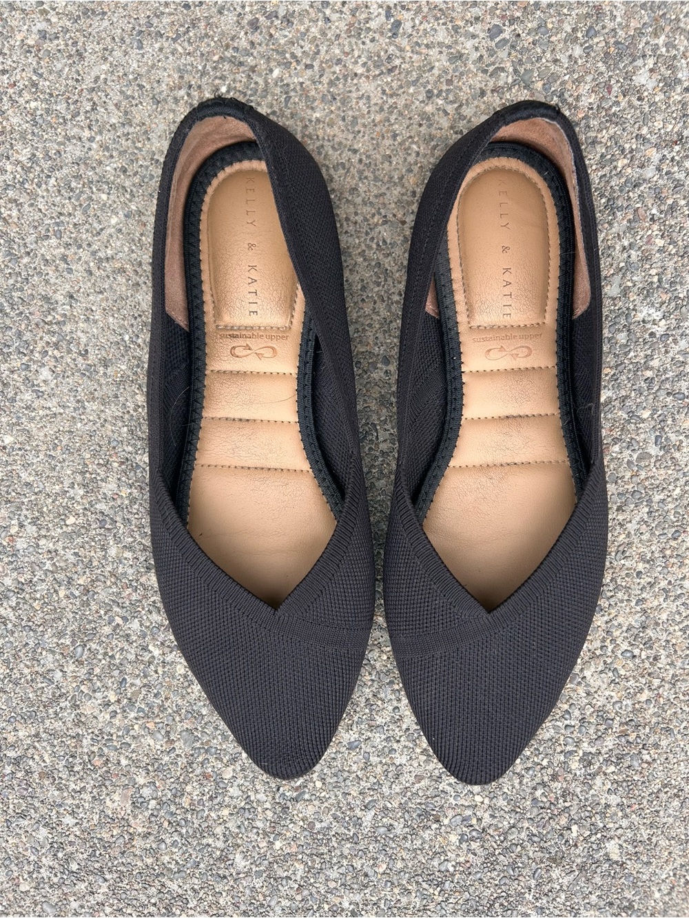 Kelly & Katie Black Pointed Knit Ballet Flats